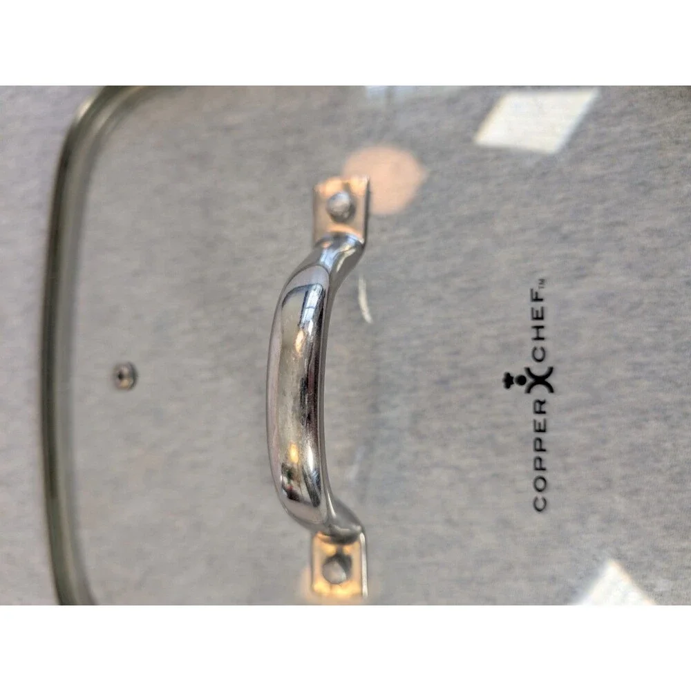 Copper Chef Square Clear Glass Lid w/ Stainless Steel Handle Approx 9.25 in.